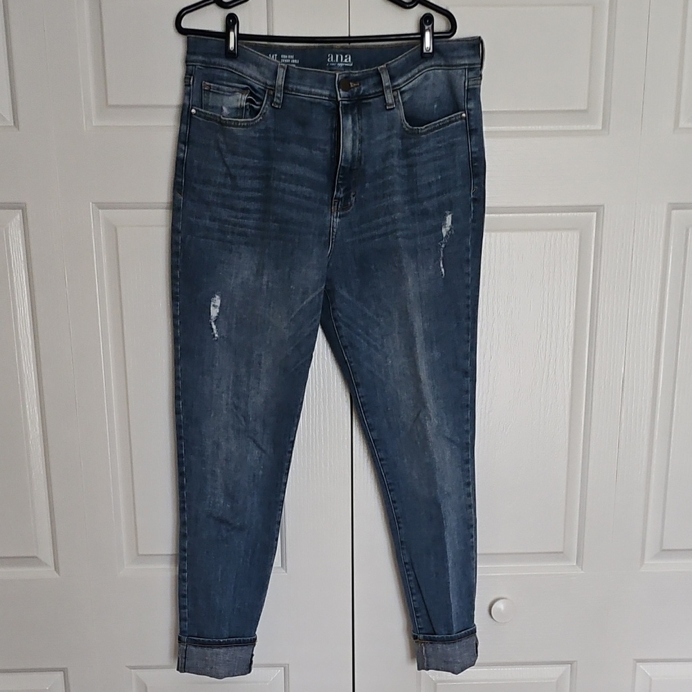 a.n.a Distressed Blue Skinny Jeans